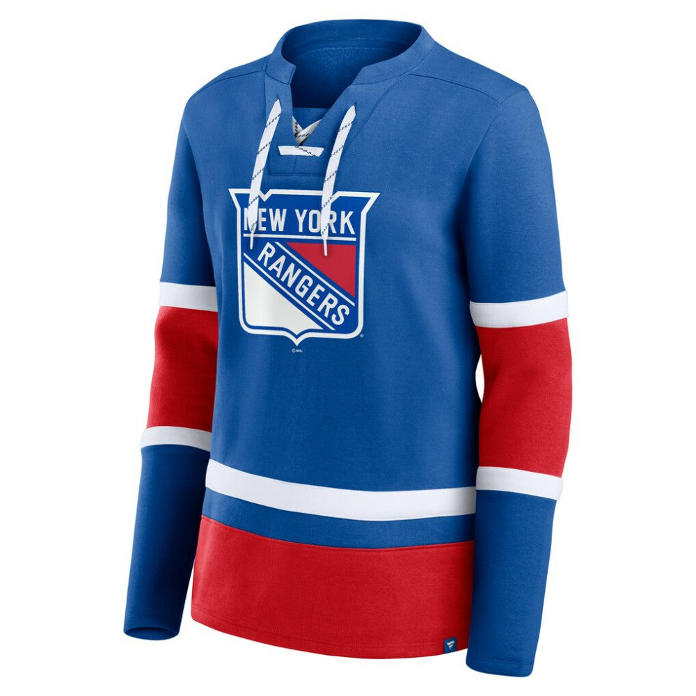 NHL New York Rangers Fanatics Women's Prime Time Lace-Up Long Sleeve T-Shirt - Blue