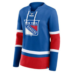 NHL New York Rangers Fanatics Women's Prime Time Lace-Up Long Sleeve T-Shirt - Blue