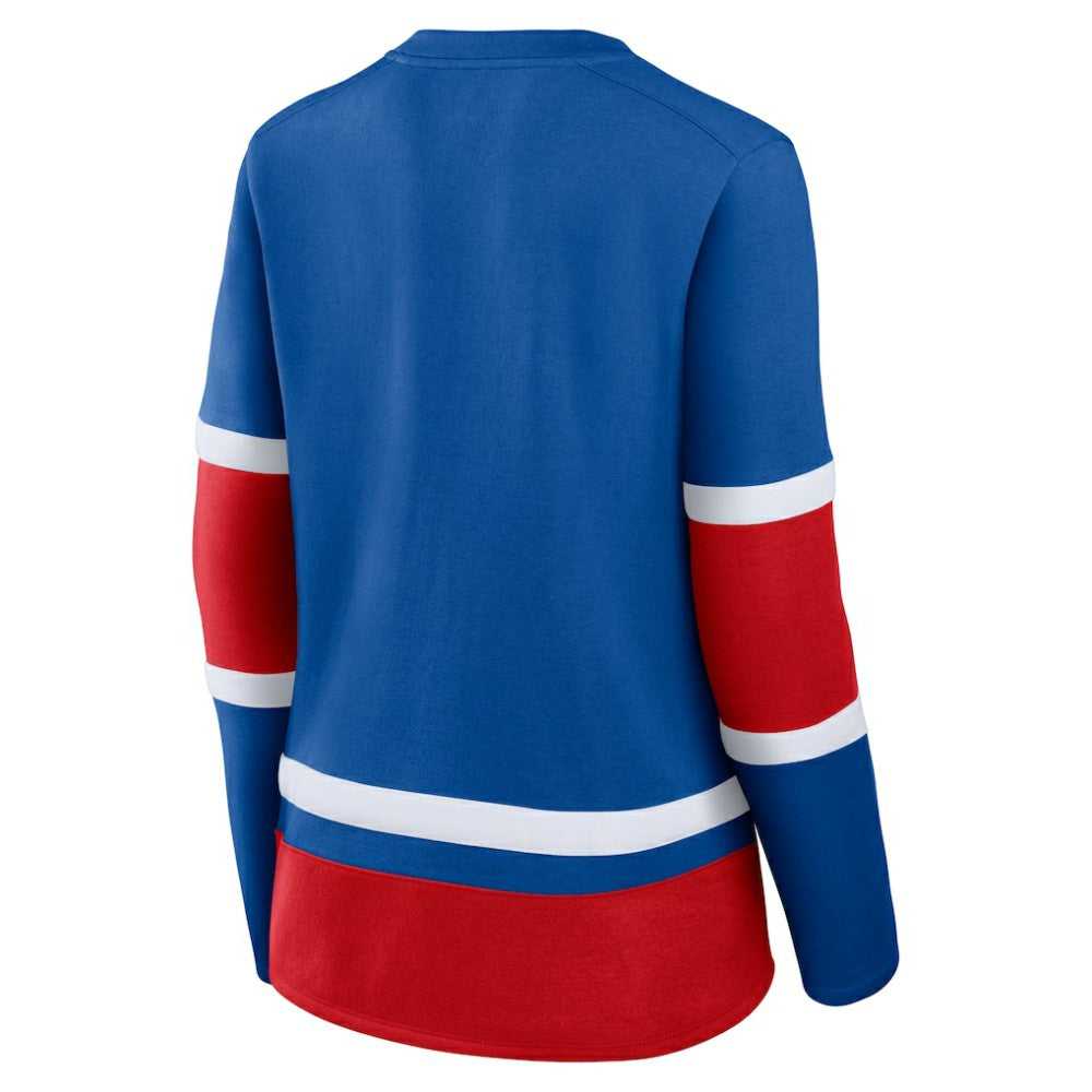 NHL New York Rangers Fanatics Women's Prime Time Lace-Up Long Sleeve T-Shirt - Blue