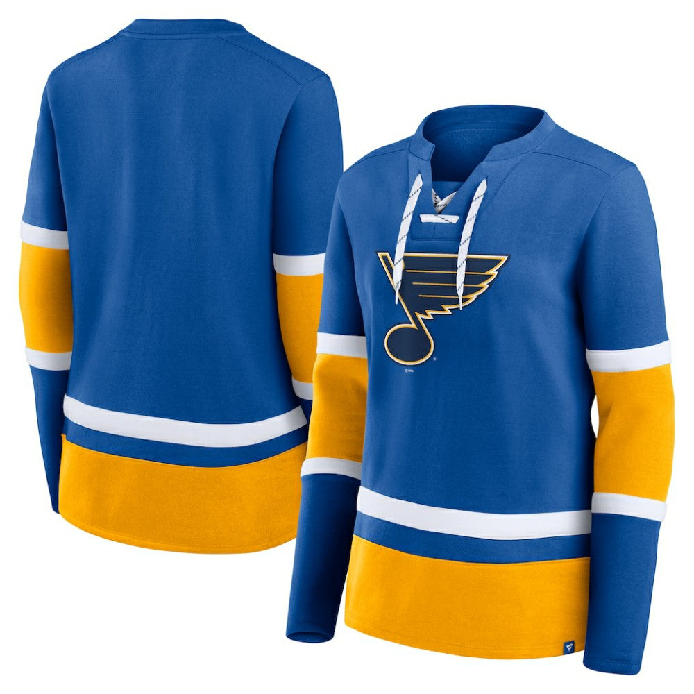 NHL St. Louis Blues Fanatics Women's Prime Time Lace-Up Long Sleeve T-Shirt - Blue