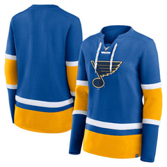 NHL St. Louis Blues Fanatics Women's Prime Time Lace-Up Long Sleeve T-Shirt - Blue