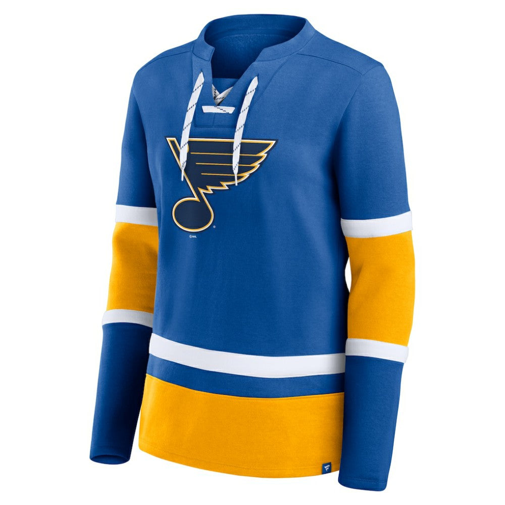 NHL St. Louis Blues Fanatics Women's Prime Time Lace-Up Long Sleeve T-Shirt - Blue