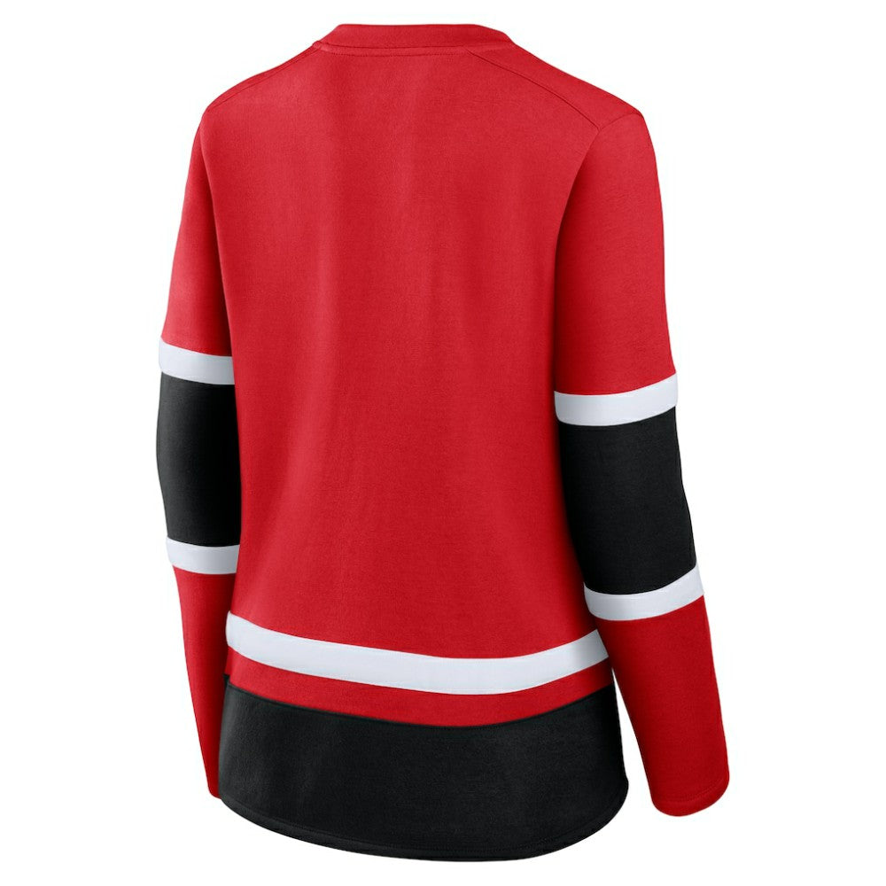NHL Chicago Blackhawks Fanatics Women's Prime Time Lace-Up Long Sleeve T-Shirt - Red