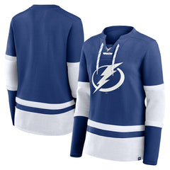 NHL Tampa Bay Lightning Fanatics Women's Prime Time Lace-Up Long Sleeve T-Shirt - Blue