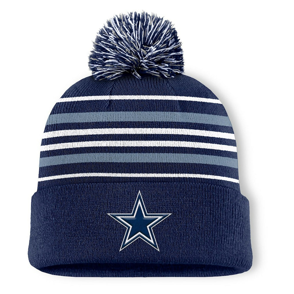Dallas Cowboys Fundamental Striped Cuffed Knit Hat with Pom Navy
