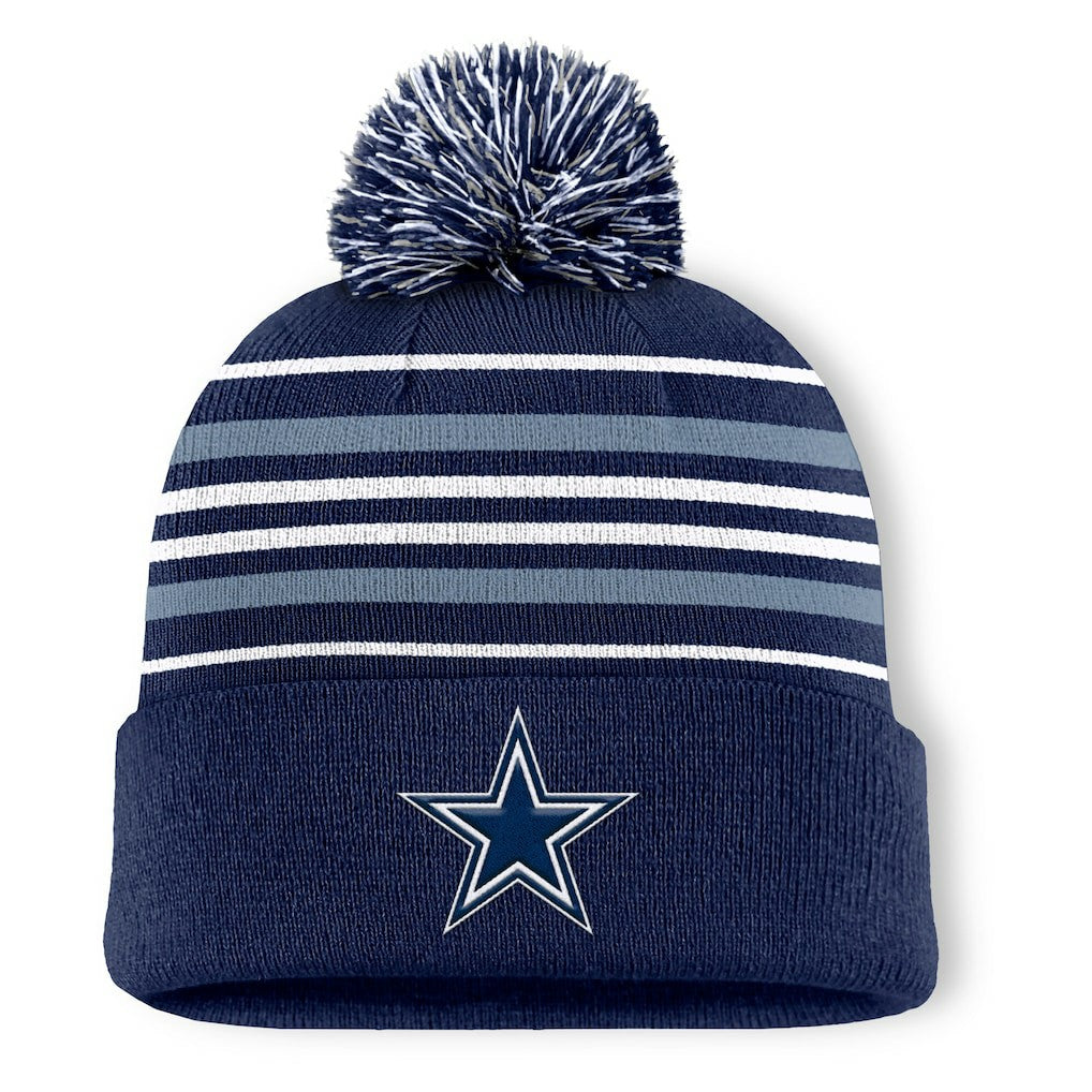 Dallas Cowboys Fundamental Striped Cuffed Knit Hat with Pom Navy