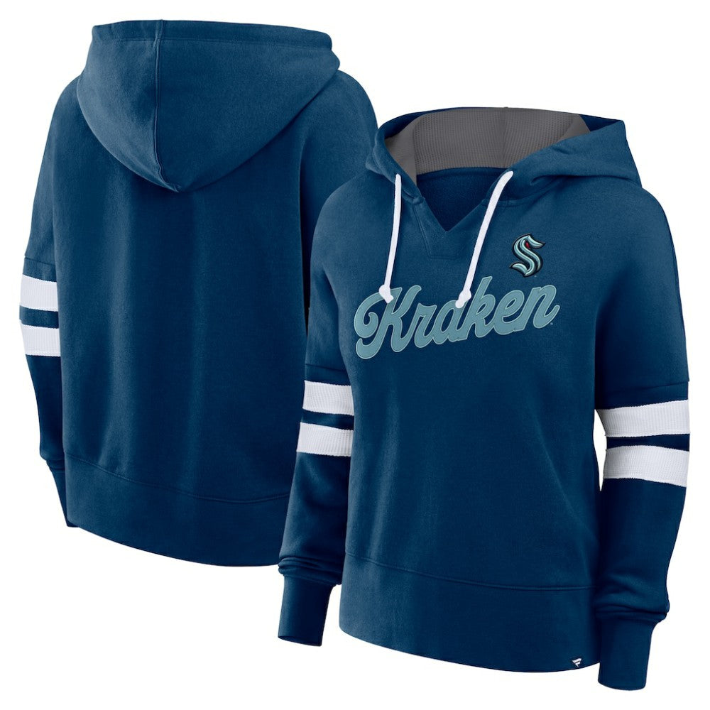 NHL Seattle Kraken Fanatics Women's Oversized Seize Pullover Hoodie - Deep Sea Blue