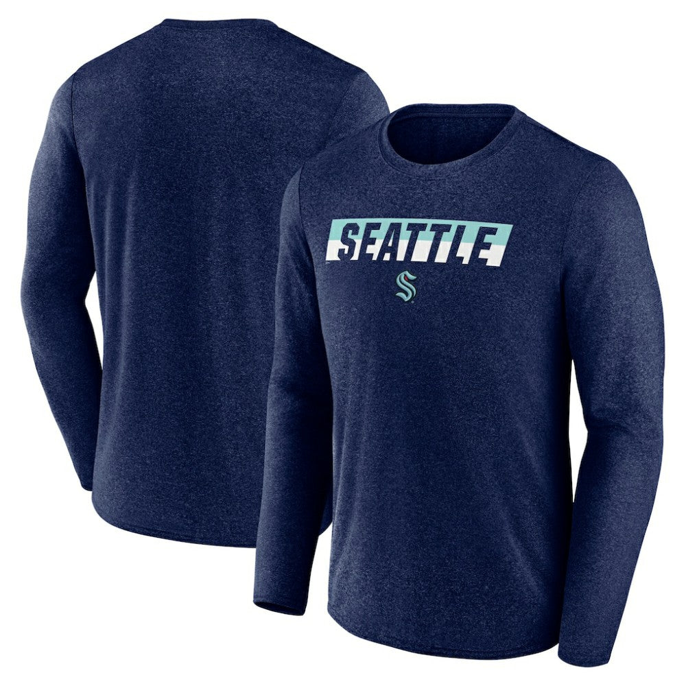 NHL Seattle Kraken Fanatics Transition Long Sleeve T-Shirt - Heather Navy