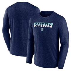 NHL Seattle Kraken Fanatics Transition Long Sleeve T-Shirt - Heather Navy