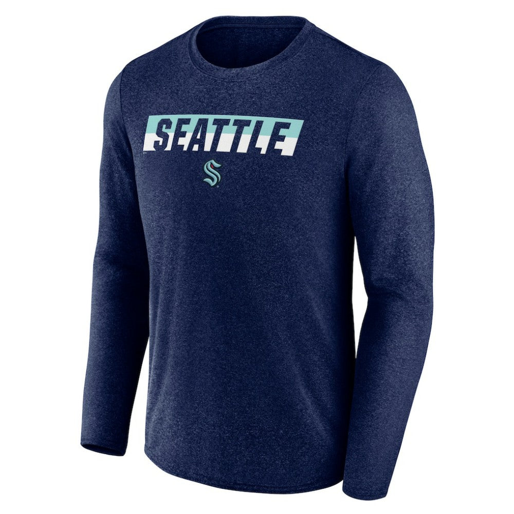 NHL Seattle Kraken Fanatics Transition Long Sleeve T-Shirt - Heather Navy