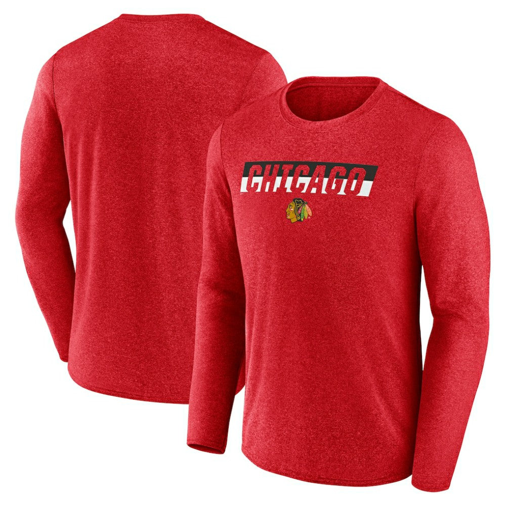 NHL Chicago Blackhawks Fanatics Transition Long Sleeve T-Shirt - Heather Red