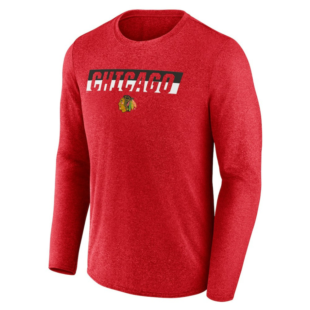 NHL Chicago Blackhawks Fanatics Transition Long Sleeve T-Shirt - Heather Red