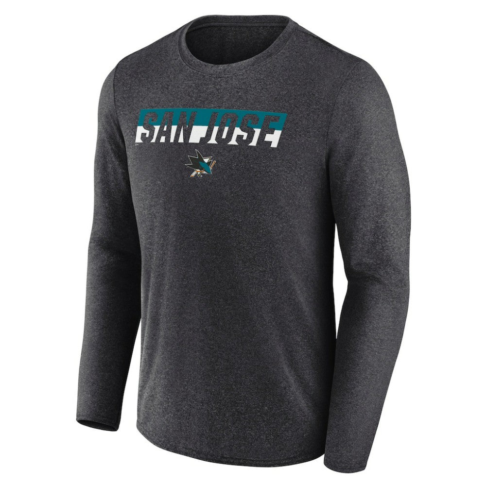 NHL San Jose Sharks Fanatics Transition Long Sleeve T-Shirt - Heather Charcoal