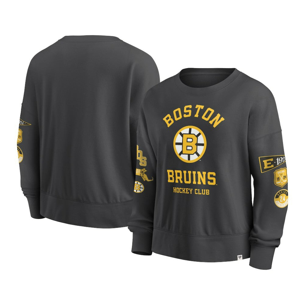 NHL Boston Bruins Fanatics Women's Oversized Vintage Go Team Pullover Sweatshirt - Black