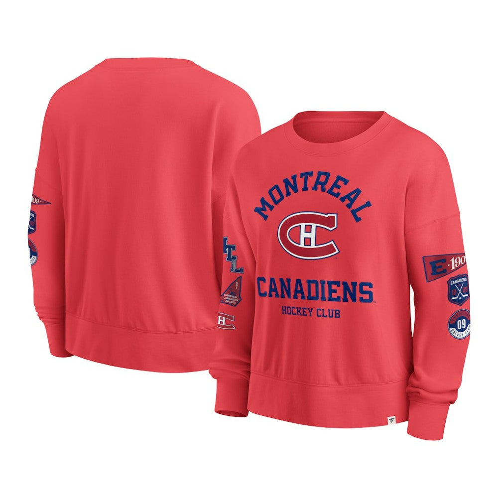 NHL Montreal Canadiens Fanatics Women's Oversized Vintage Go Team Pullover Sweatshirt - Red