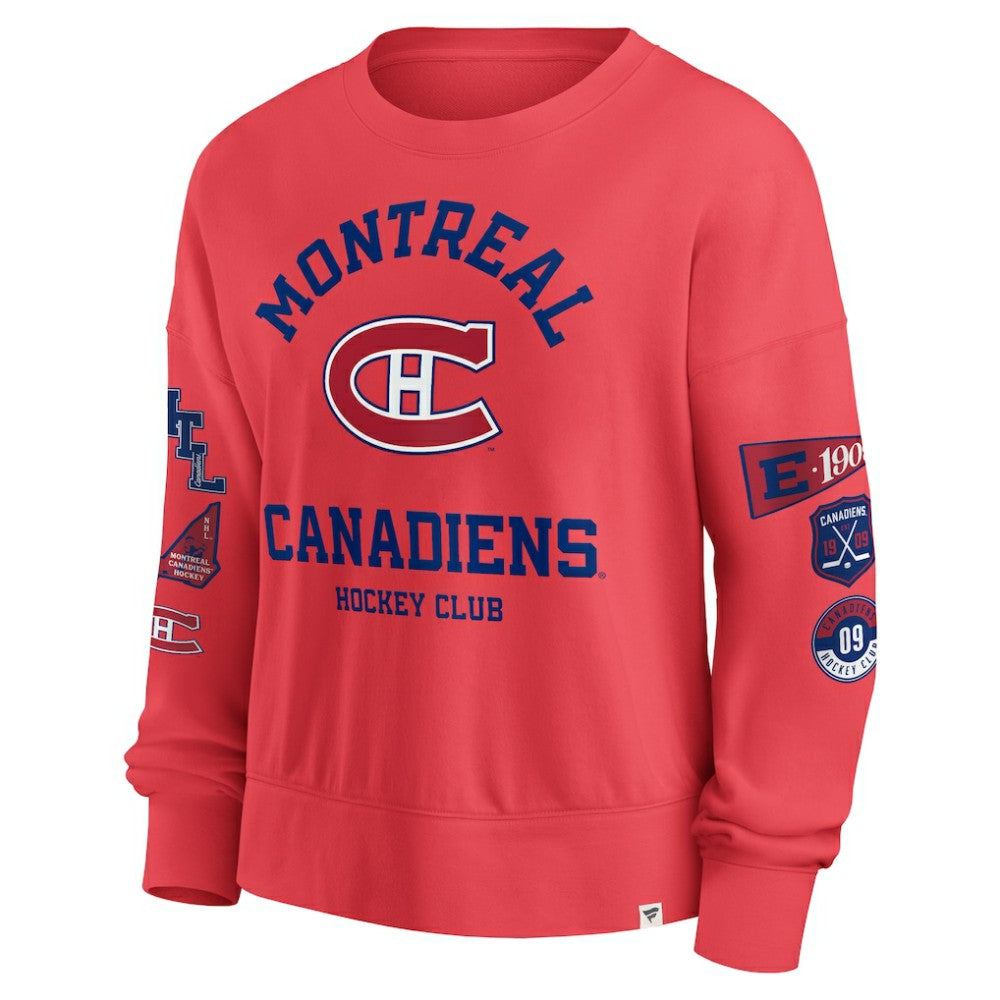 NHL Montreal Canadiens Fanatics Women's Oversized Vintage Go Team Pullover Sweatshirt - Red