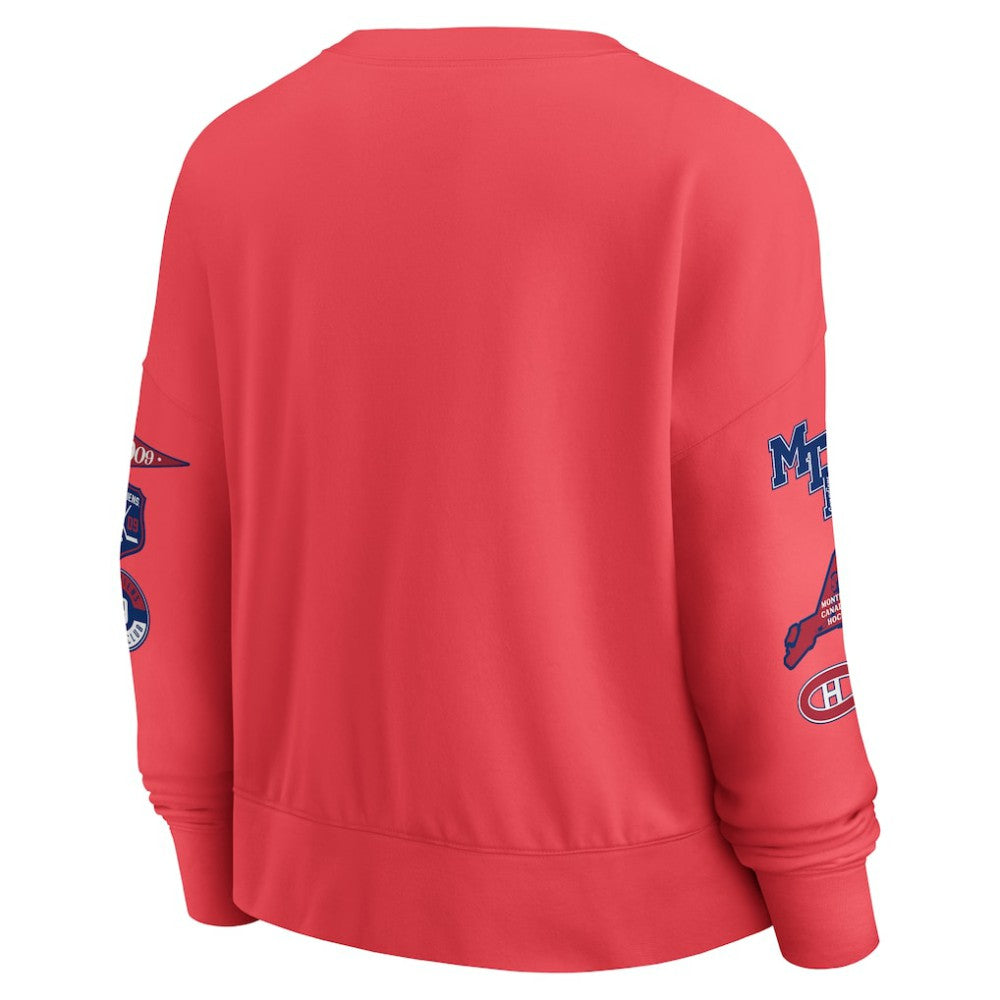 NHL Montreal Canadiens Fanatics Women's Oversized Vintage Go Team Pullover Sweatshirt - Red
