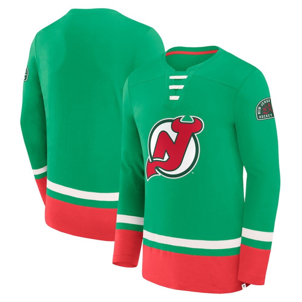 NHL New Jersey Devils Fanatics Vintage High Point Long Sleeve T-Shirt - Green