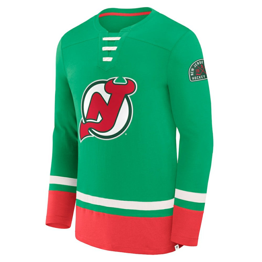 NHL New Jersey Devils Fanatics Vintage High Point Long Sleeve T-Shirt - Green