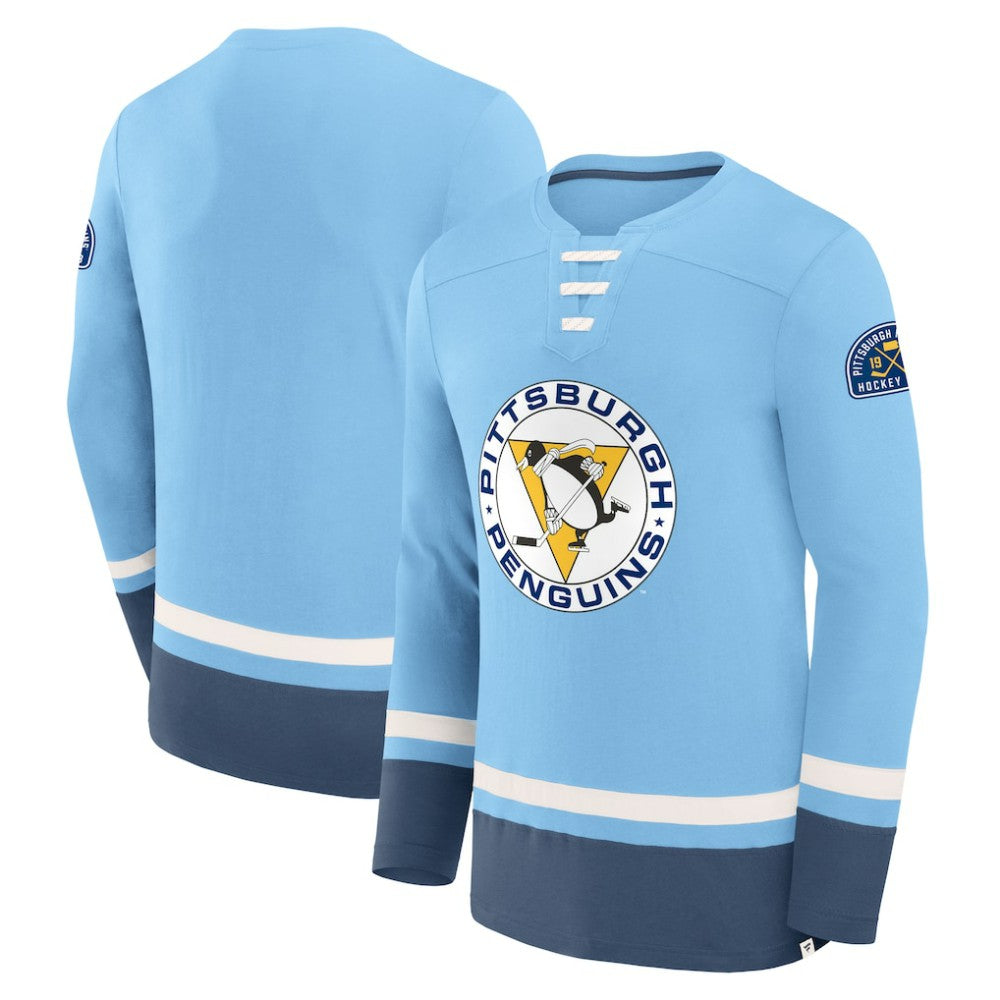 NHL Pittsburgh Penguins Fanatics Vintage High Point Long Sleeve T-Shirt - Light Blue