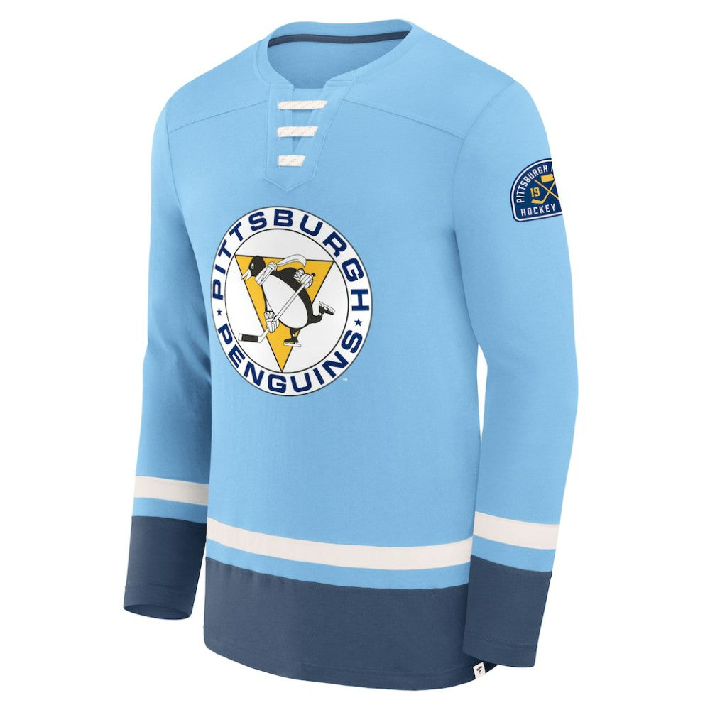 NHL Pittsburgh Penguins Fanatics Vintage High Point Long Sleeve T-Shirt - Light Blue