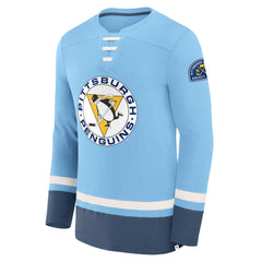 NHL Pittsburgh Penguins Fanatics Vintage High Point Long Sleeve T-Shirt - Light Blue