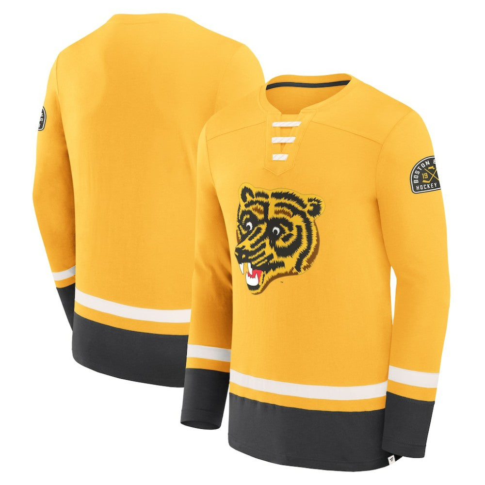 NHL Boston Bruins Fanatics Vintage High Point Long Sleeve T-Shirt - Gold