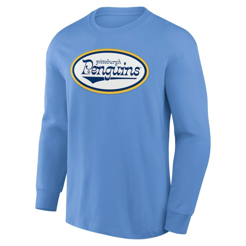 NHL Pittsburgh Penguins Fanatics Vintage Rewind Long Sleeve T-Shirt - Light Blue