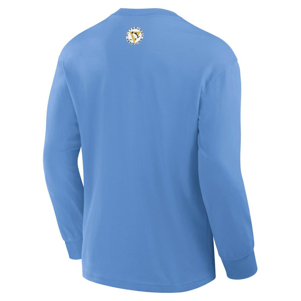 NHL Pittsburgh Penguins Fanatics Vintage Rewind Long Sleeve T-Shirt - Light Blue