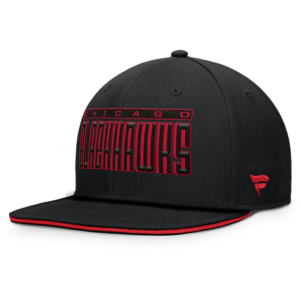 NHL Chicago Blackhawks Fanatics Fundamental Gino Stack Snapback Hat - Black