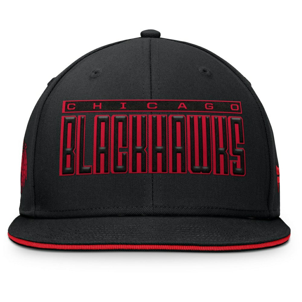 NHL Chicago Blackhawks Fanatics Fundamental Gino Stack Snapback Hat - Black