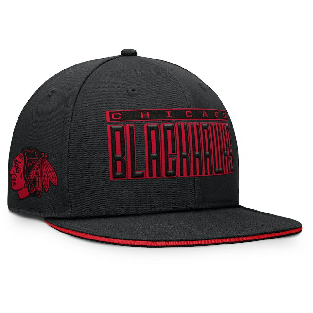 NHL Chicago Blackhawks Fanatics Fundamental Gino Stack Snapback Hat - Black