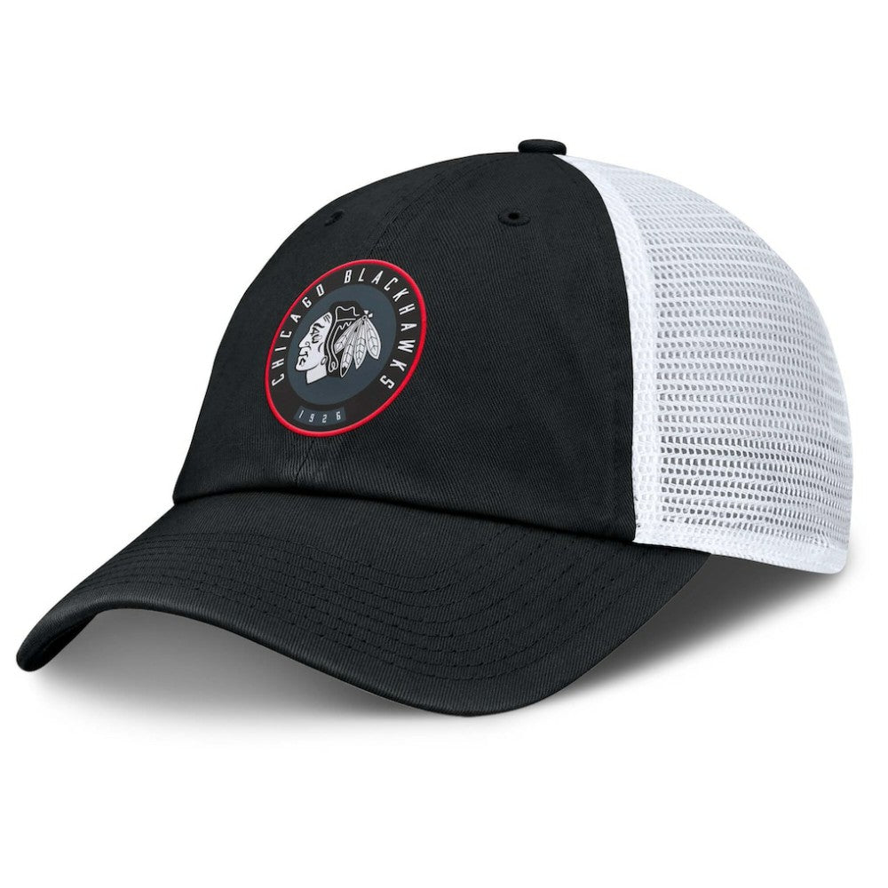 NHL Chicago Blackhawks Fanatics Averie Trucker Adjustable Hat - Black/White