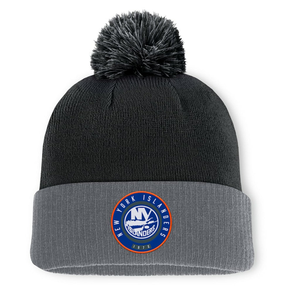 NHL New York Islanders Fanatics Aspyn Cuffed Knit Hat with Pom - Black