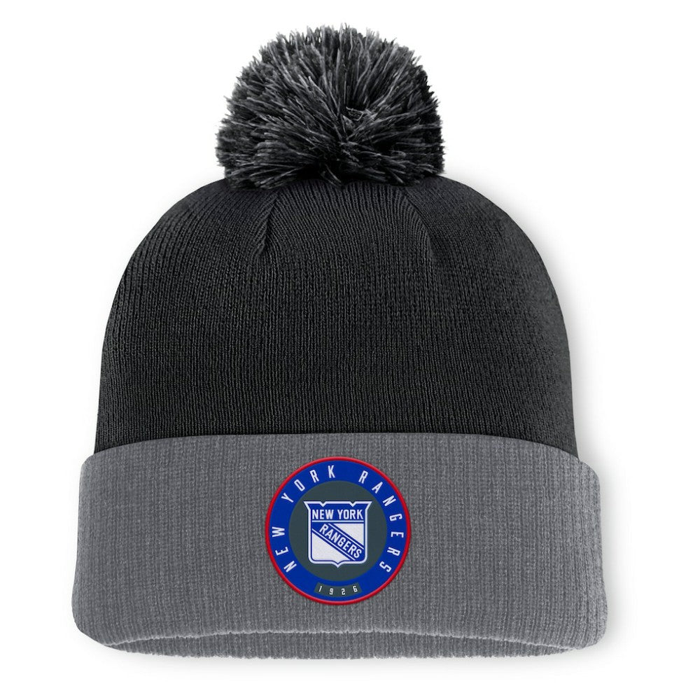 NHL New York Rangers Fanatics Aspyn Cuffed Knit Hat with Pom - Black
