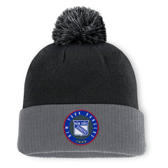 NHL New York Rangers Fanatics Aspyn Cuffed Knit Hat with Pom - Black
