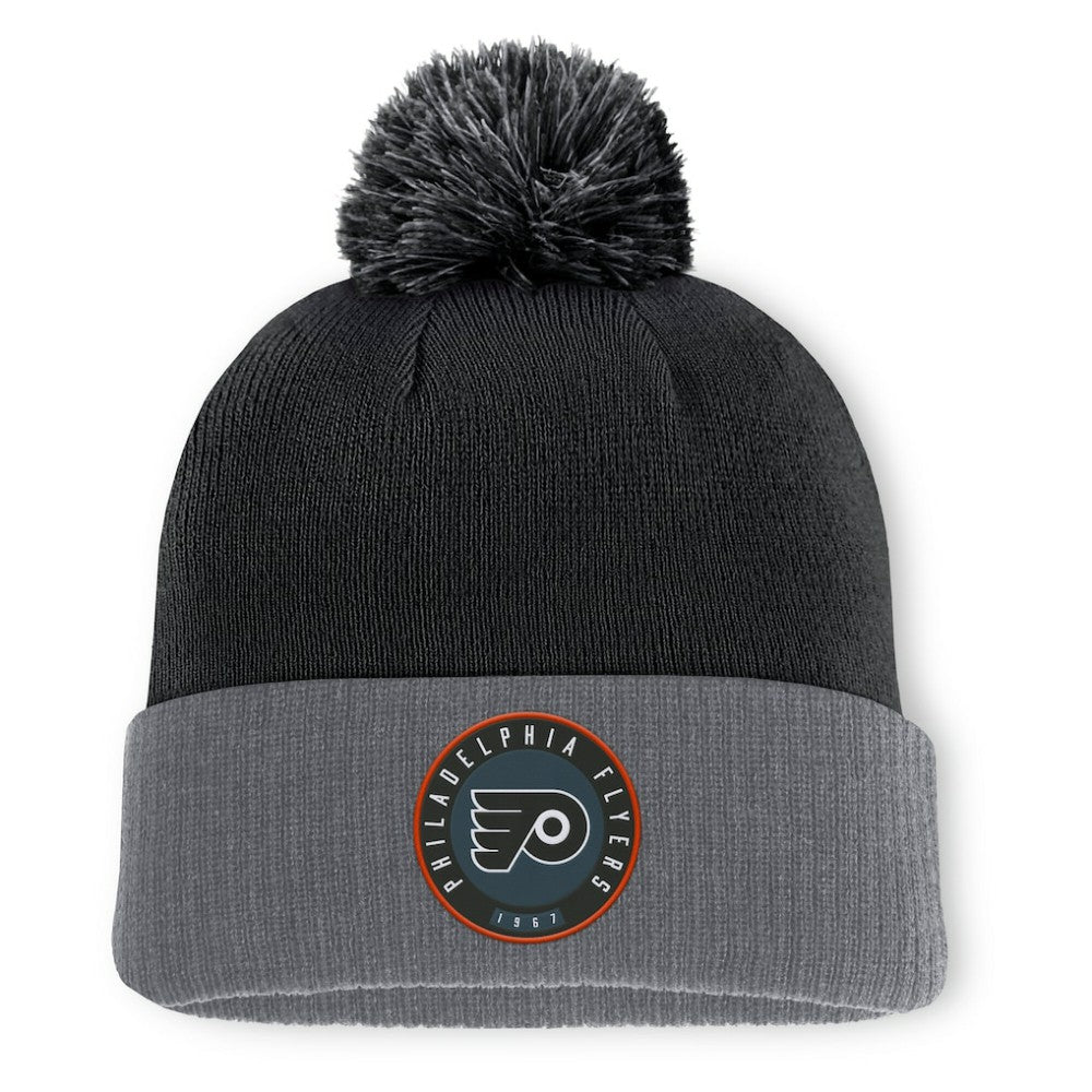 NHL Philadelphia Flyers Fanatics Aspyn Cuffed Knit Hat with Pom - Black