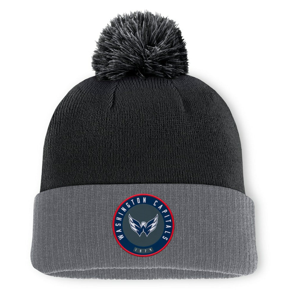 NHL Washington Capitals Fanatics Aspyn Cuffed Knit Hat with Pom - Black