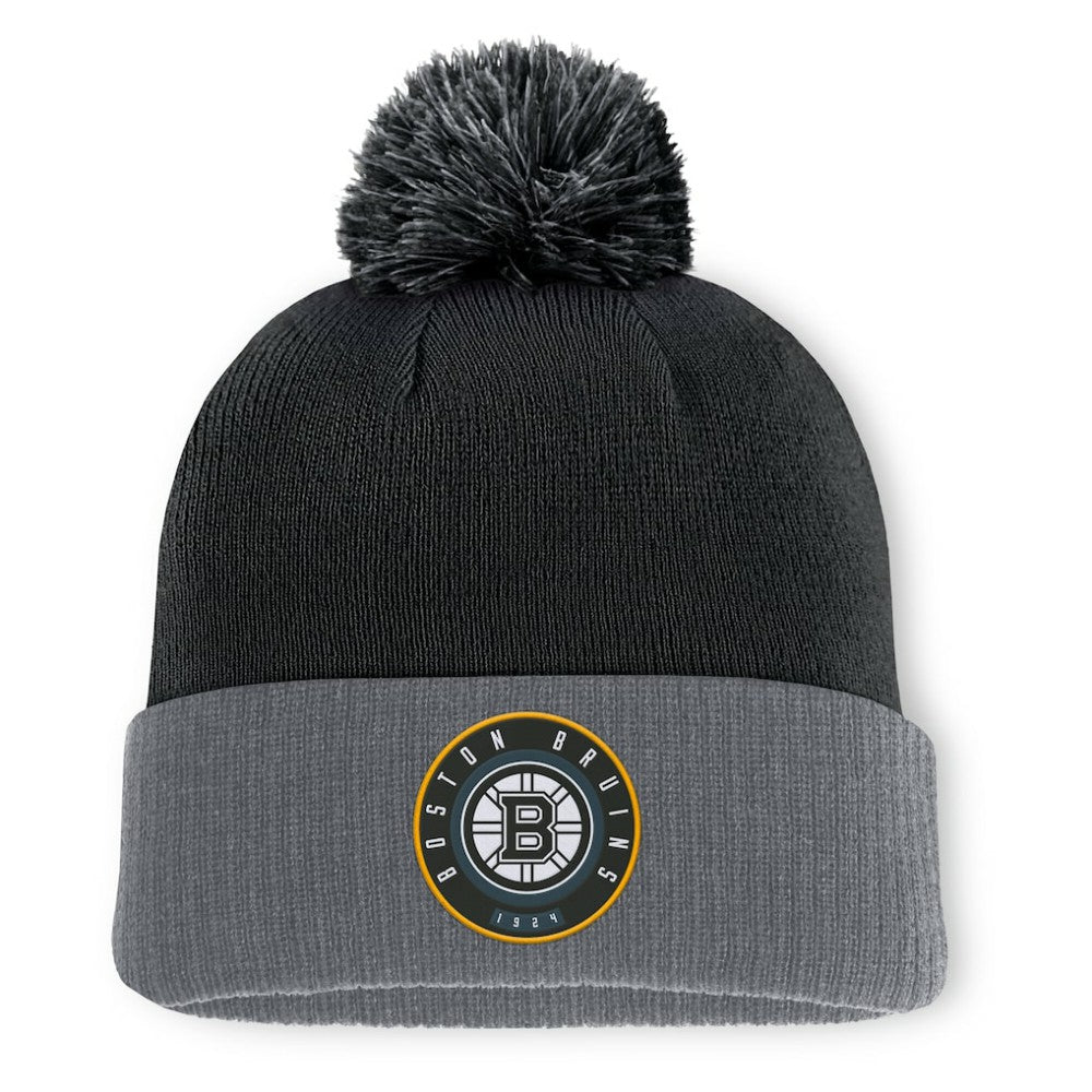 NHL Boston Bruins Fanatics Aspyn Cuffed Knit Hat with Pom - Black