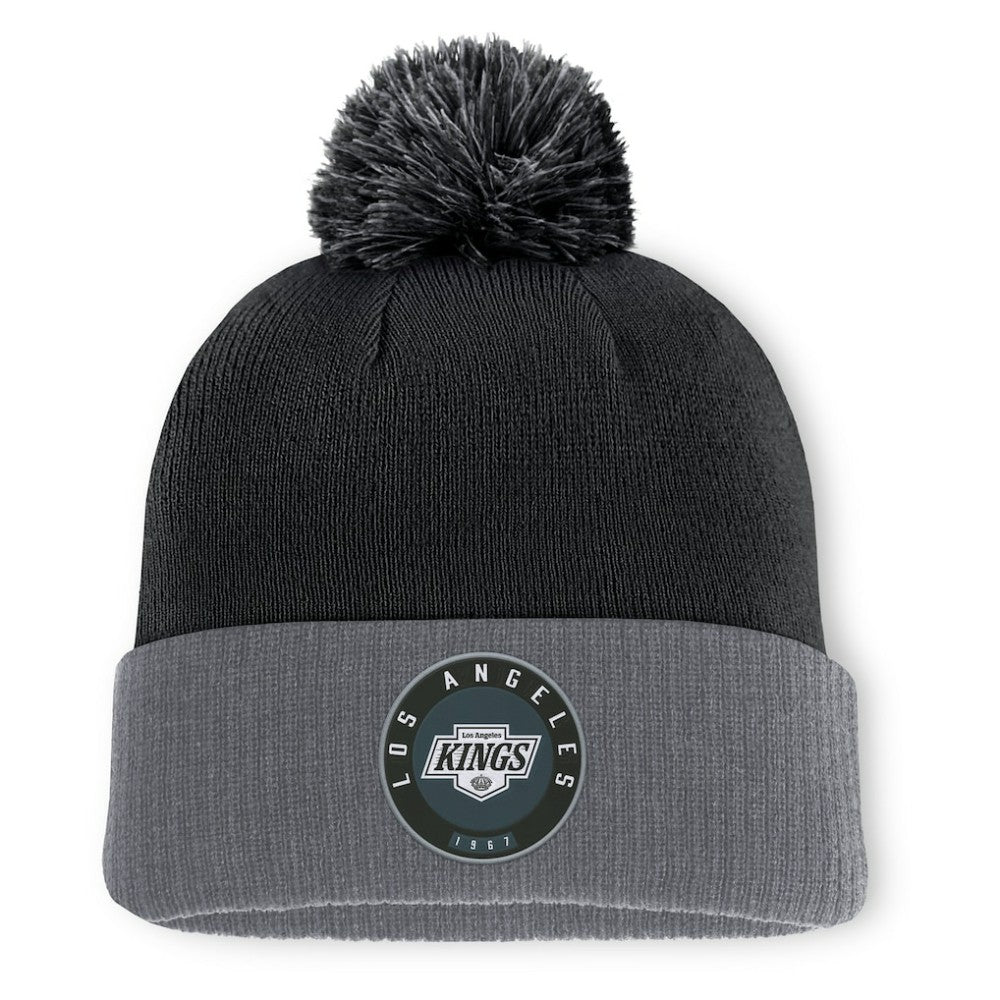 NHL Los Angeles Kings Fanatics Aspyn Cuffed Knit Hat with Pom - Black