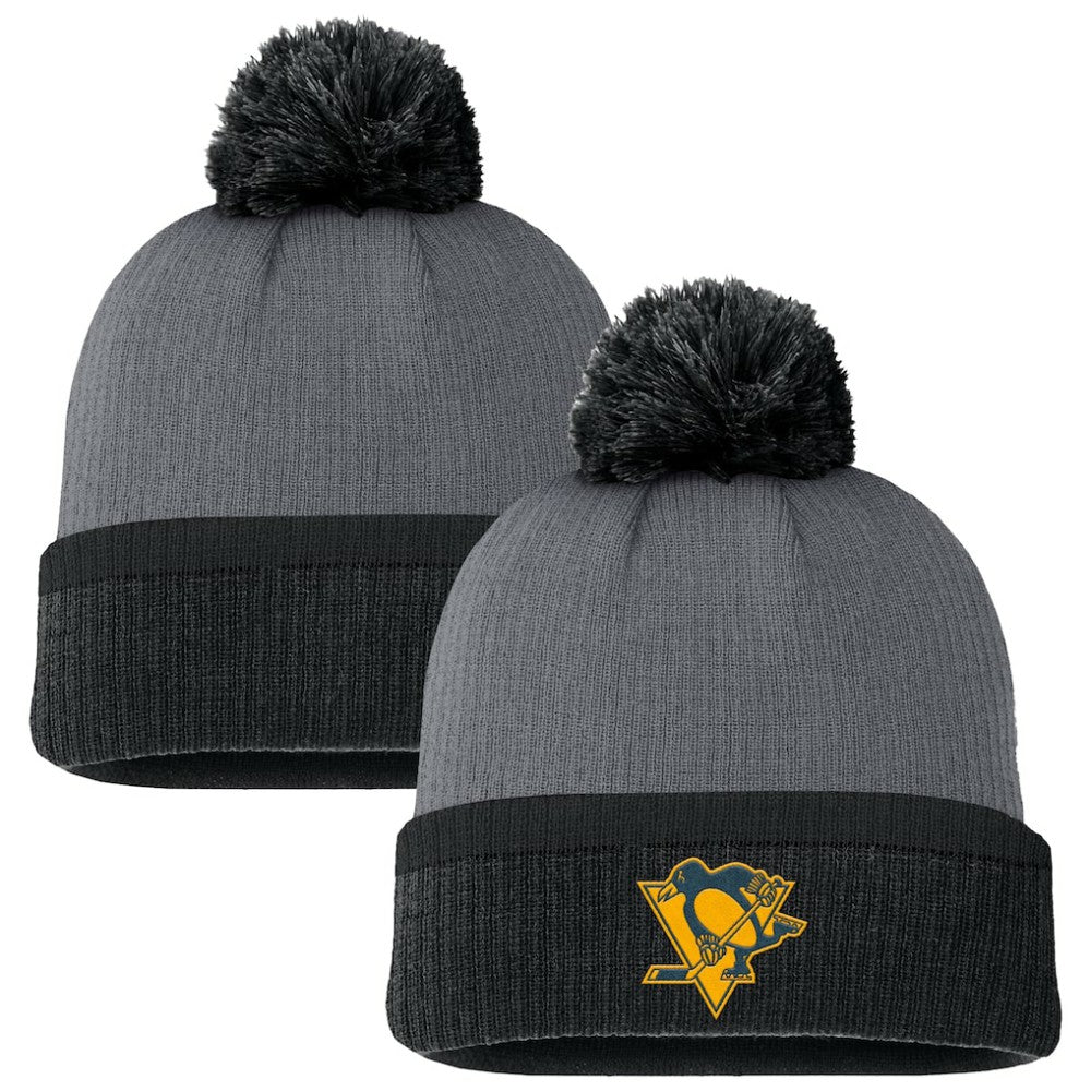 NHL Pittsburgh Penguins Fanatics Women's Cuffed Knit Hat with Pom - Charcoal