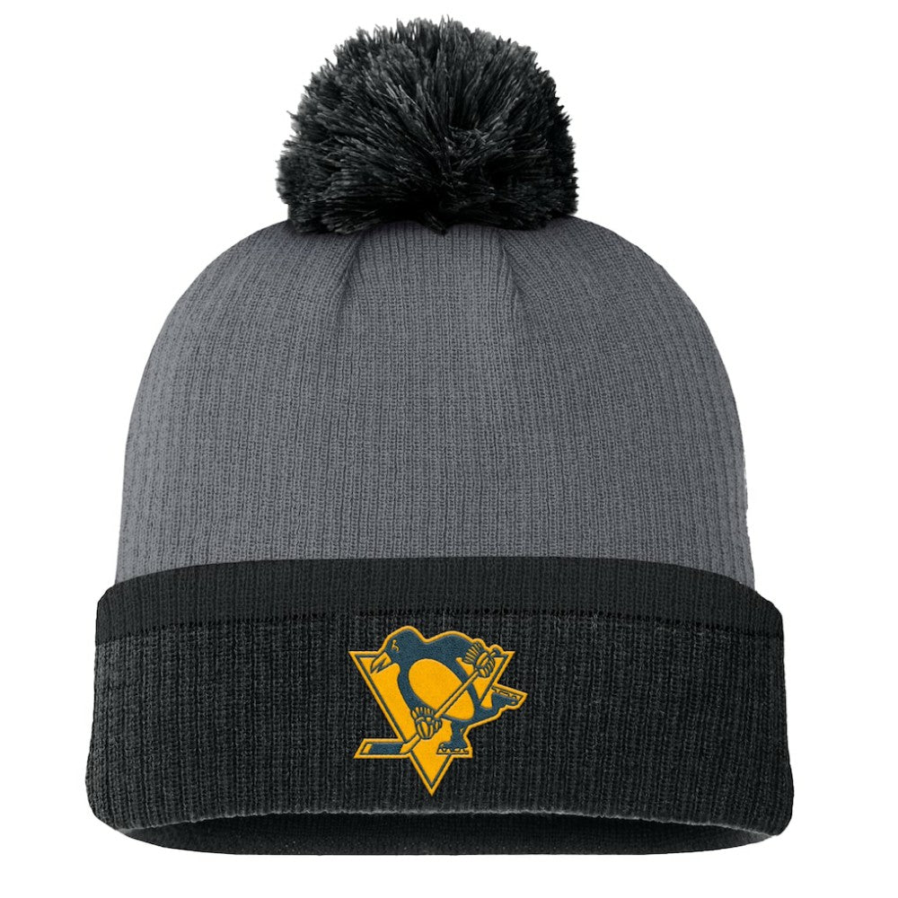 NHL Pittsburgh Penguins Fanatics Women's Cuffed Knit Hat with Pom - Charcoal