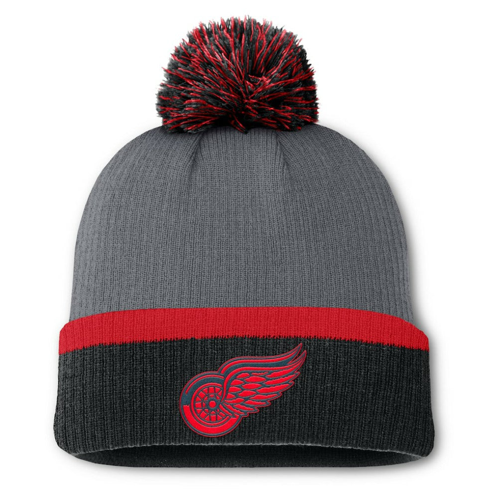 NHL Detroit Red Wings Fanatics Women's Cuffed Knit Hat with Pom - Charcoal