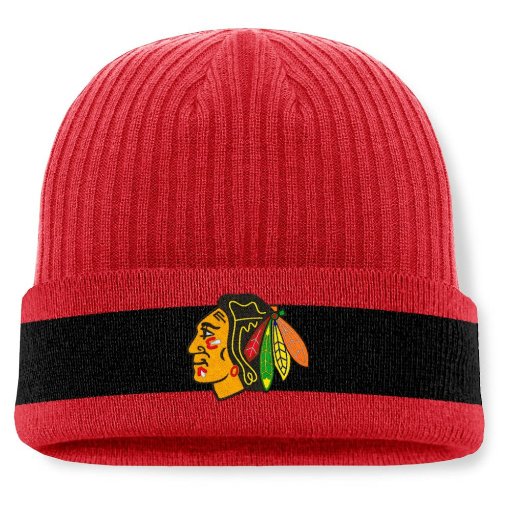 NHL Chicago Blackhawks Fanatics Blueliner Cuffed Knit Hat - Red