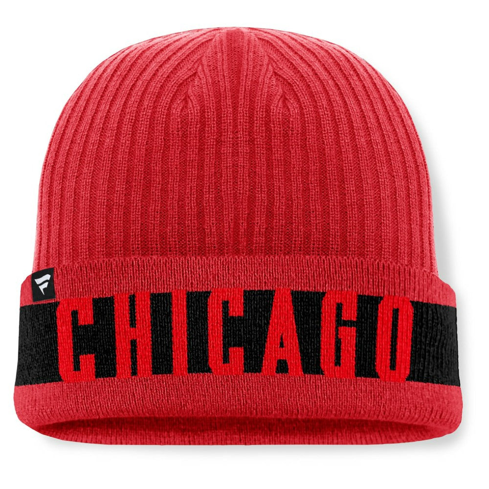NHL Chicago Blackhawks Fanatics Blueliner Cuffed Knit Hat - Red