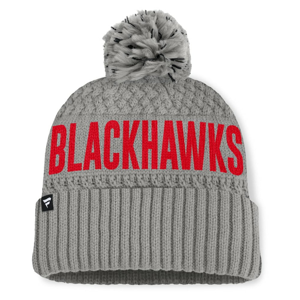 NHL Chicago Blackhawks Fanatics Women's Heritage Tilly Cuffed Knit Hat with Pom - Gray