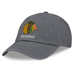 NHL Chicago Blackhawks Fanatics Washed Adjustable Hat - Charcoal