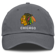 NHL Chicago Blackhawks Fanatics Washed Adjustable Hat - Charcoal