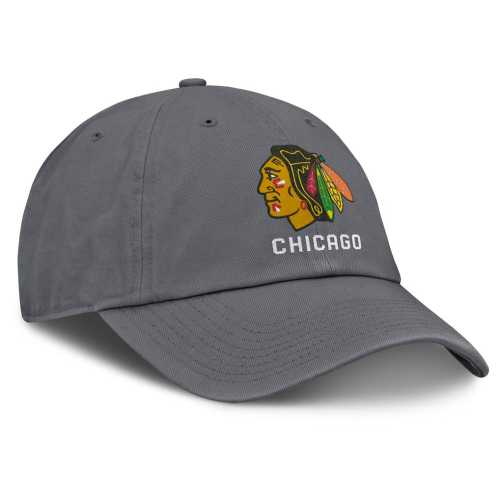 NHL Chicago Blackhawks Fanatics Washed Adjustable Hat - Charcoal