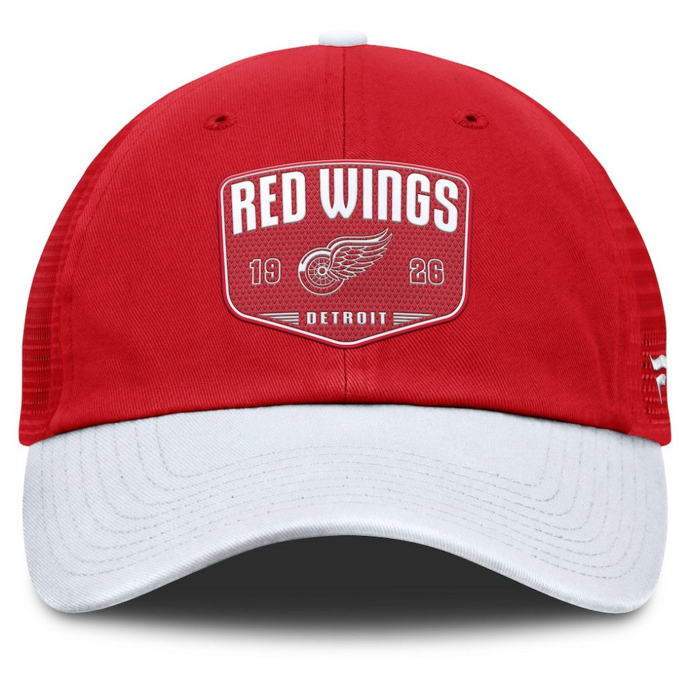 NHL Detroit Red Wings Fanatics Fundamental One-Time Trucker Adjustable Hat - Red